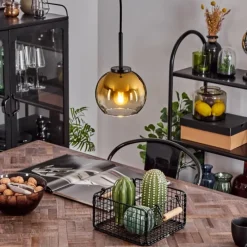 hofstein Suspension Verre 15 cm Koyoto Acier inoxydable, Noir, 1 lumière