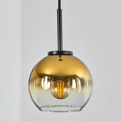 hofstein Suspension Verre 15 cm Koyoto Acier inoxydable, Noir, 1 lumière