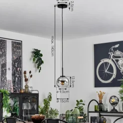 hofstein Suspension Verre 15 cm Koyoto Acier inoxydable, Noir, 1 lumière