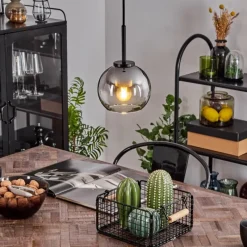 Suspension Verre Fumé-hofstein Suspension Verre 15 cm Koyoto Acier inoxydable, Noir, 1 lumière