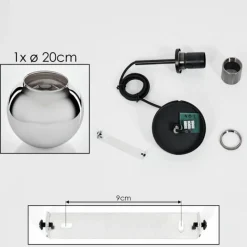 hofstein Suspension Verre 20 cm Koyoto Acier inoxydable, Noir, 1 lumière