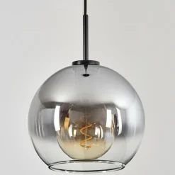 Suspension Verre Fumé-hofstein Suspension Verre 25 cm Koyoto Acier inoxydable, Noir, 1 lumière