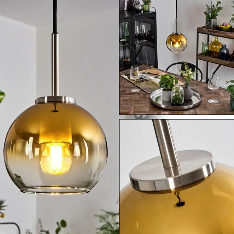 hofstein Suspension Verre 15 cm Koyoto Noir, Argenté, 1 lumière