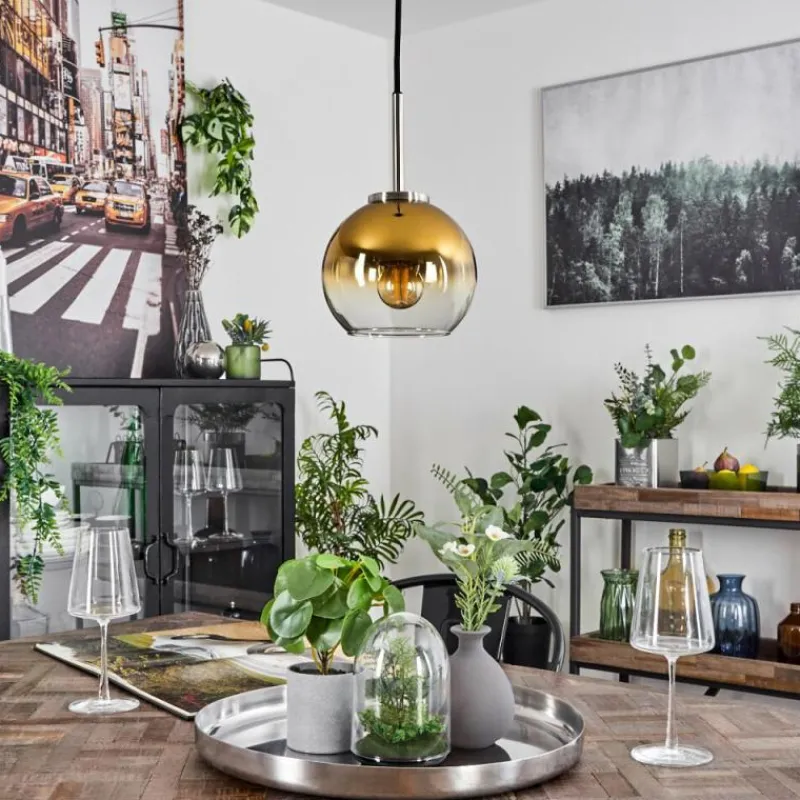 hofstein Suspension Verre 15 cm Koyoto Noir, Argenté, 1 lumière