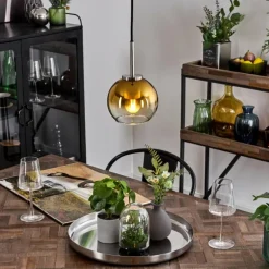 hofstein Suspension Verre 15 cm Koyoto Noir, Argenté, 1 lumière