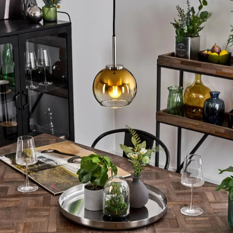 hofstein Suspension Verre 15 cm Koyoto Noir, Argenté, 1 lumière