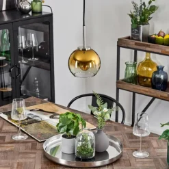 hofstein Suspension Verre 15 cm Koyoto Noir, Argenté, 1 lumière