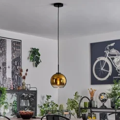 hofstein Suspension Verre 20 cm Koyoto Acier inoxydable, Noir, 1 lumière