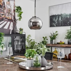 Suspension Verre Fumé-hofstein Suspension Verre 15 cm Koyoto Noir, Argenté, 1 lumière