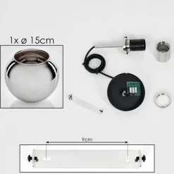 Suspension Verre Fumé-hofstein Suspension Verre 15 cm Koyoto Noir, Argenté, 1 lumière