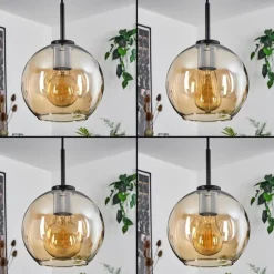 hofstein Suspension Verre 20 cm Koyoto Acier inoxydable, Noir, 1 lumière