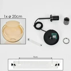 hofstein Suspension Verre 20 cm Koyoto Acier inoxydable, Noir, 1 lumière