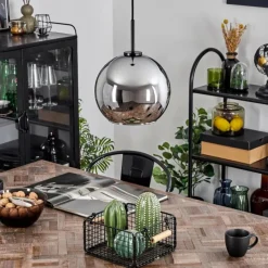 Suspension Verre Fumé-hofstein Suspension Verre 25 cm Koyoto Acier inoxydable, Noir, 1 lumière