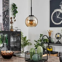 hofstein Suspension Verre 15 cm Koyoto Acier inoxydable, Noir, 1 lumière