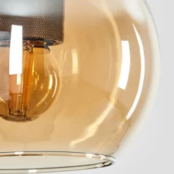 hofstein Suspension Verre 15 cm Koyoto Acier inoxydable, Noir, 1 lumière