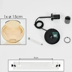 hofstein Suspension Verre 15 cm Koyoto Acier inoxydable, Noir, 1 lumière