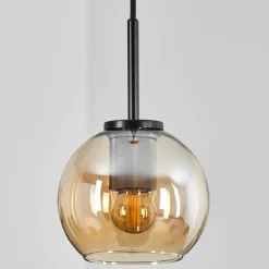 hofstein Suspension Verre 15 cm Koyoto Acier inoxydable, Noir, 1 lumière