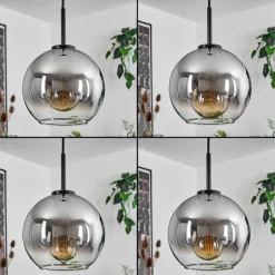 Suspension Verre Fumé-hofstein Suspension Verre 20 cm Koyoto Acier inoxydable, Noir, 1 lumière