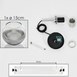 Suspension Verre Fumé-hofstein Suspension Verre 15 cm Koyoto Noir, Argenté, 1 lumière