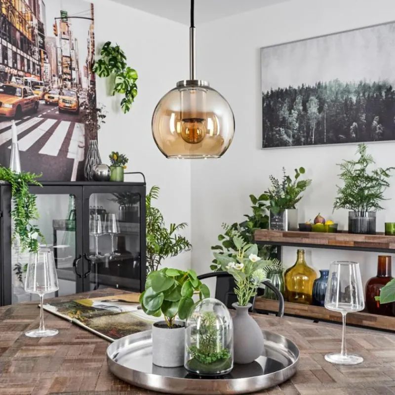 hofstein Suspension Verre 15 cm Koyoto Noir, Argenté, 1 lumière