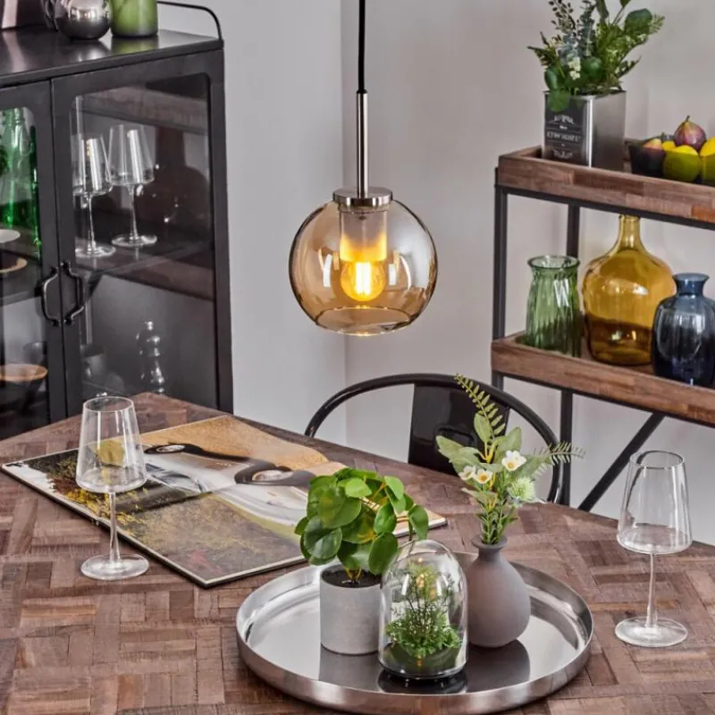 hofstein Suspension Verre 15 cm Koyoto Noir, Argenté, 1 lumière