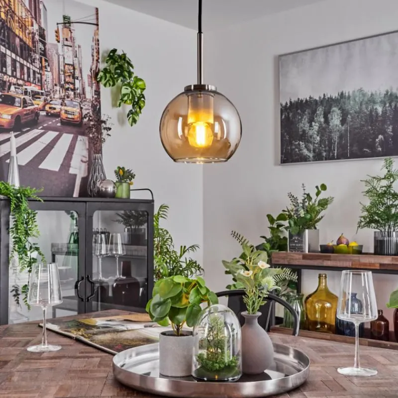 hofstein Suspension Verre 15 cm Koyoto Noir, Argenté, 1 lumière