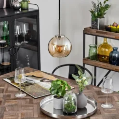 hofstein Suspension Verre 15 cm Koyoto Noir, Argenté, 1 lumière