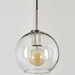 hofstein Suspension Verre 20 cm Koyoto Noir, Argenté, 1 lumière