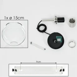 hofstein Suspension Verre 15 cm Koyoto Noir, Argenté, 1 lumière