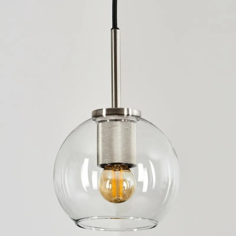 hofstein Suspension Verre 15 cm Koyoto Noir, Argenté, 1 lumière