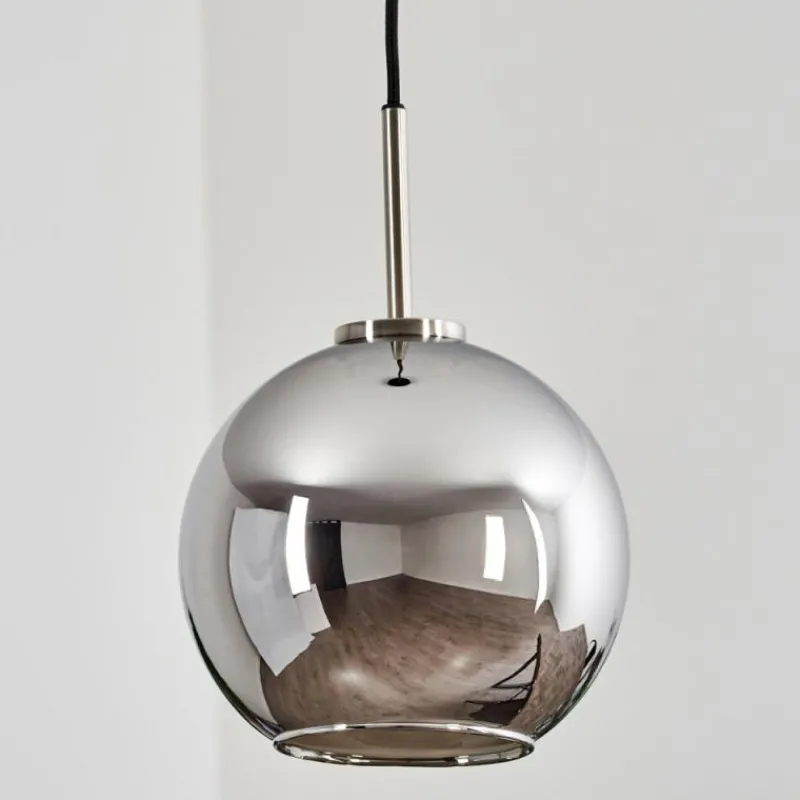 Suspension Verre Fumé-hofstein Suspension Verre 20 cm Koyoto Noir, Argenté, 1 lumière