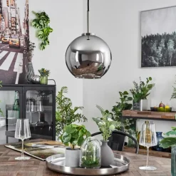 Suspension Verre Fumé-hofstein Suspension Verre 20 cm Koyoto Noir, Argenté, 1 lumière