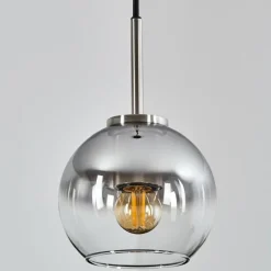 Suspension Verre Fumé-hofstein Suspension Verre 15 cm Koyoto Noir, Argenté, 1 lumière