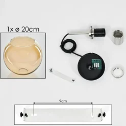 hofstein Suspension Verre 20 cm Koyoto Noir, Argenté, 1 lumière