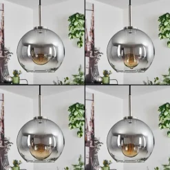 Suspension Verre Fumé-hofstein Suspension Verre 20 cm Koyoto Noir, Argenté, 1 lumière