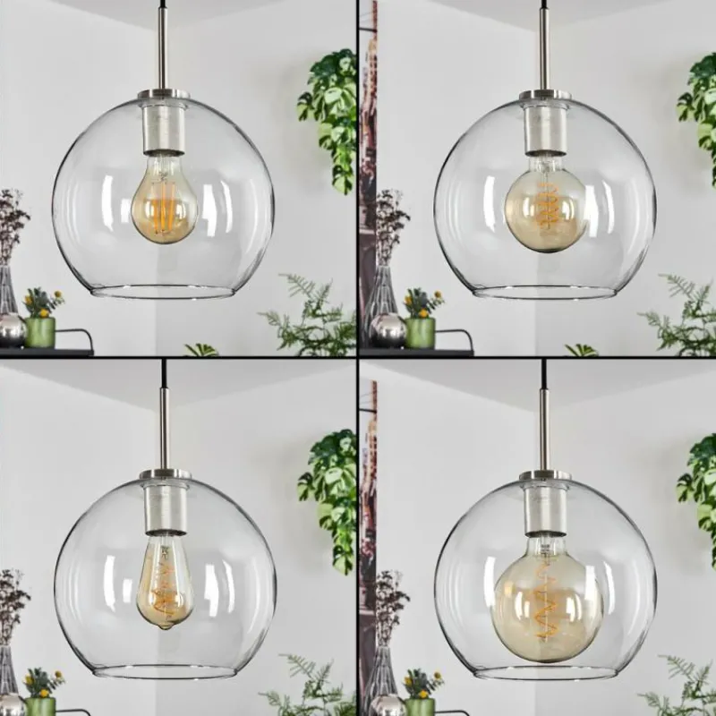 hofstein Suspension Verre 25 cm Koyoto Noir, Argenté, 1 lumière