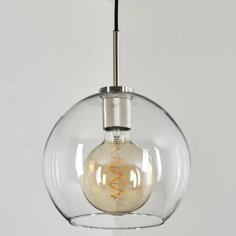 hofstein Suspension Verre 25 cm Koyoto Noir, Argenté, 1 lumière