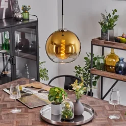 hofstein Suspension Verre 25 cm Koyoto Noir, Argenté, 1 lumière