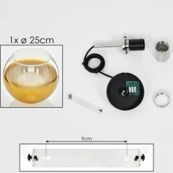 hofstein Suspension Verre 25 cm Koyoto Noir, Argenté, 1 lumière