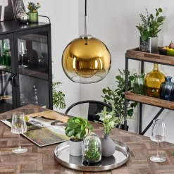 hofstein Suspension Verre 25 cm Koyoto Noir, Argenté, 1 lumière