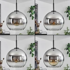 Suspension Verre Fumé-hofstein Suspension Verre 25 cm Koyoto Acier brossé, 1 lumière