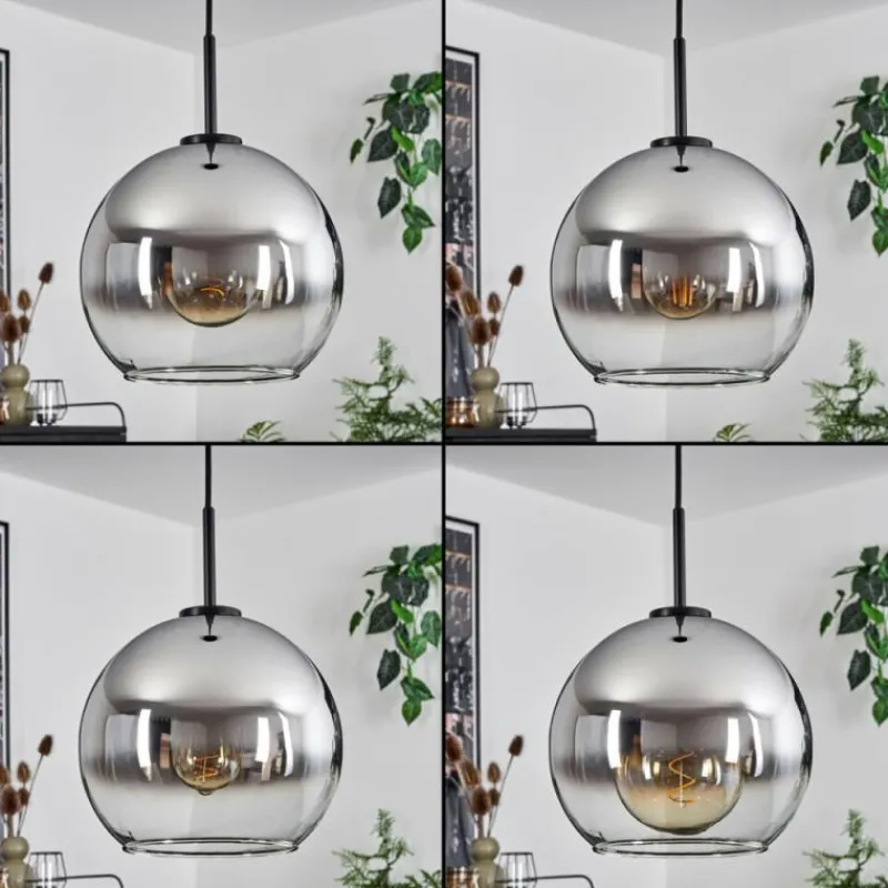 Suspension Verre Fumé-hofstein Suspension Verre 25 cm Koyoto Acier brossé, 1 lumière