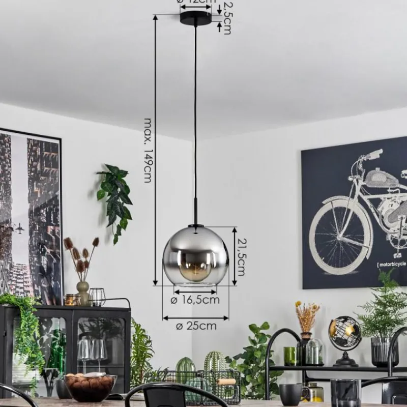 Suspension Verre Fumé-hofstein Suspension Verre 25 cm Koyoto Acier brossé, 1 lumière