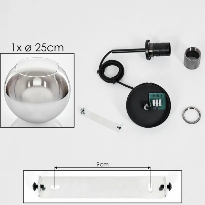 Suspension Verre Fumé-hofstein Suspension Verre 25 cm Koyoto Acier brossé, 1 lumière