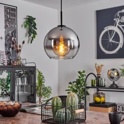 Suspension Verre Fumé-hofstein Suspension Verre 25 cm Koyoto Acier brossé, 1 lumière