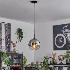 Suspension Verre Fumé-hofstein Suspension Verre 25 cm Koyoto Acier brossé, 1 lumière