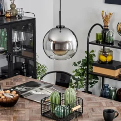 Suspension Verre Fumé-hofstein Suspension Verre 25 cm Koyoto Acier brossé, 1 lumière