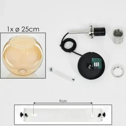 hofstein Suspension Verre 25 cm Koyoto Noir, Argenté, 1 lumière