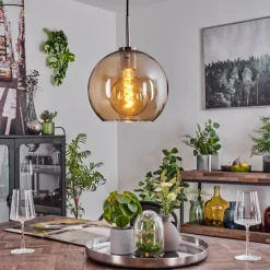 hofstein Suspension Verre 25 cm Koyoto Noir, Argenté, 1 lumière