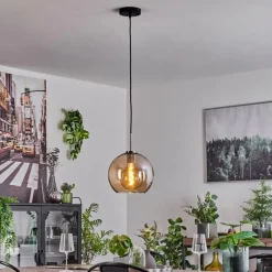 hofstein Suspension Verre 25 cm Koyoto Noir, Argenté, 1 lumière